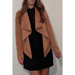 Lulu's Wild at Heart Tan Vegan Suede Moto Fall Jacket S NWT